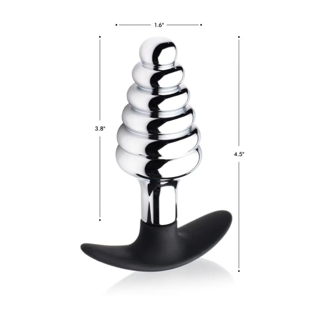 Master Series Plug Dark Hive Metal And Silicone Ribbed Anal Plug at the Haus of Shag