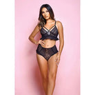 Icollection Lingerie Lingerie - Plus/queen - Hanging Dark In Love Bra & Panty Black at the Haus of Shag