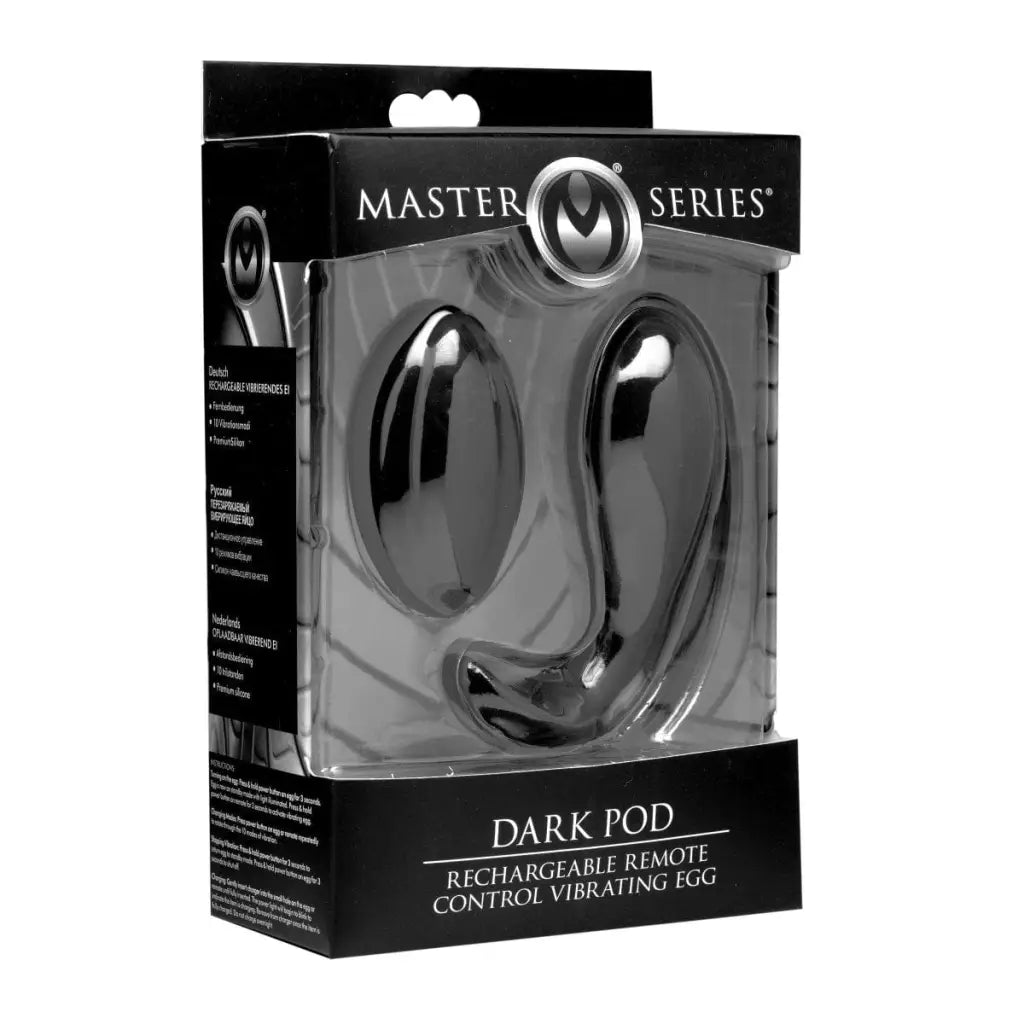 Master Series Egg Vibrator Dark Pod Rechargeable Remote Control Vibrating Egg at the Haus of Shag