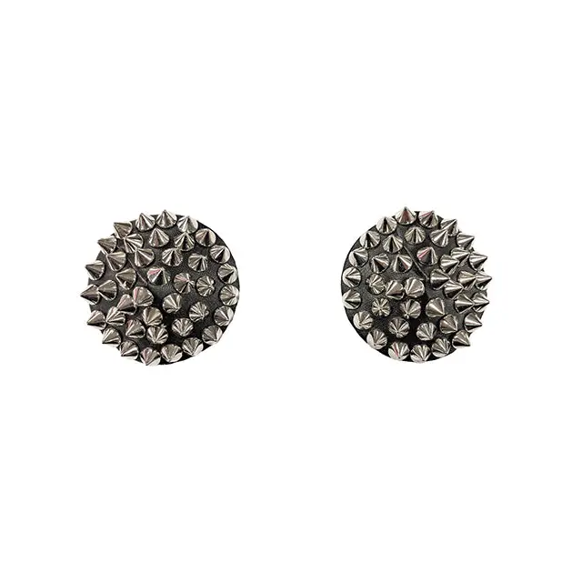 Darque Round Spiked Reusable Pasties - Black O/s - Pasties