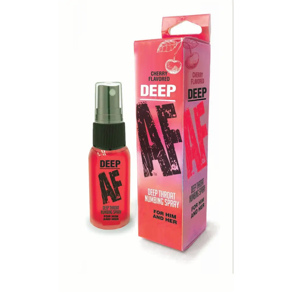 Deep AF Cherry Flavored Deep Throat Numbing Spray 1 oz. - Cherry - Oral Sex Enhancer