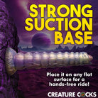 Translucent purple silicone tentacle toy with suction base for use with water based lubricants