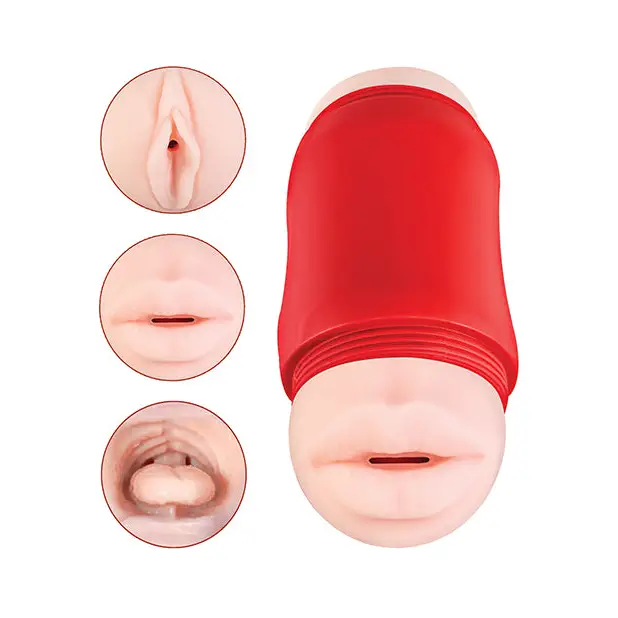 Delite Two Ways Mouth & Vagina Masturbator - White - Dolls & Masturbators