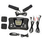 Deluxe E-stim Kit: Electronic muscle stimulator with power box, display, bands, and pads