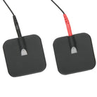 Square black electrode pads and wires from Deluxe Power E-stim Box Kit