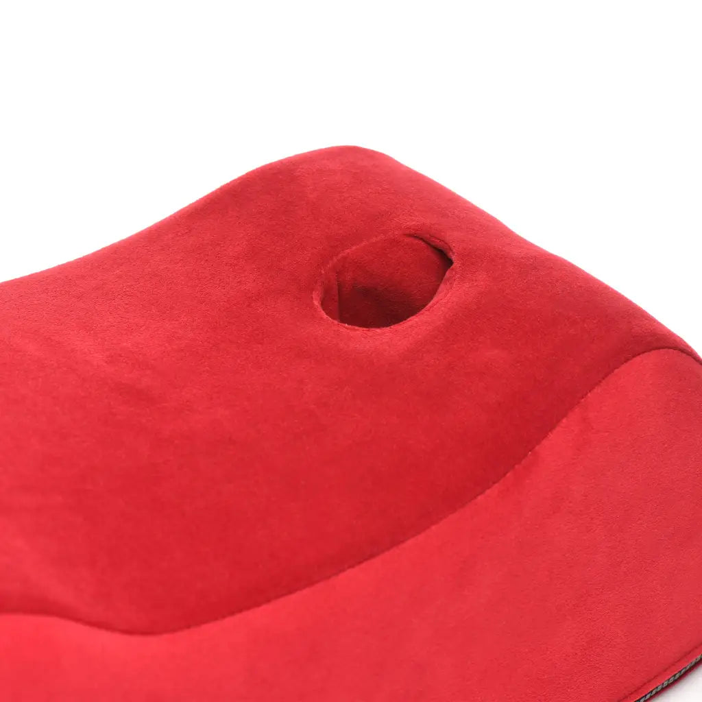 High density foam red travel pillow with neck support hole – Deluxe Wand Saddle