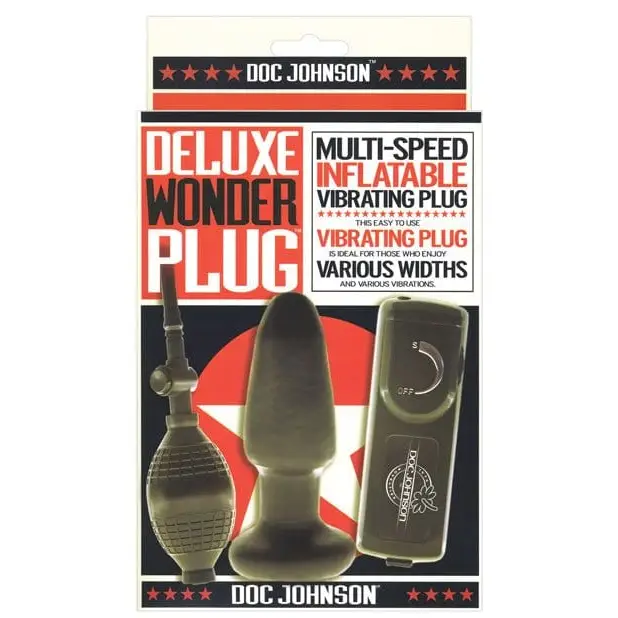 Doc Johnson Plug Deluxe Wonder Plug Inflatable Vibrating Butt Plug - Multi Speed at the Haus of Shag