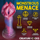 Pink and blue textured silicone dildo for use with water based lubricants - Creature Cocks