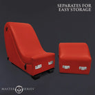 Red vegan leather modular chair, Detachable Kinky Couch, splits for easy 35 inches width storage