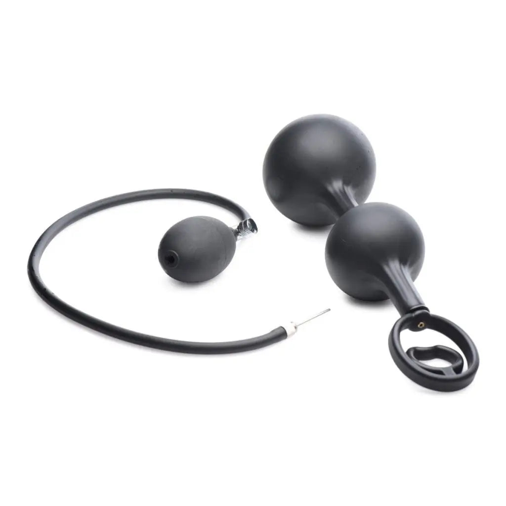 Devils Rattle Inflatable Silicone Anal Beads with Cock and Ball Ring for Enhanced Pleasure