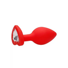 Diamond Heart Butt Plug: Red plastic toy with a white face for intimate pleasure