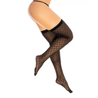 Diamond Mesh Thigh High Black - Thigh-High Stockings