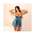 Diana Satin & Lace Babydoll W/ring & Keyhole Detail Reflecting Pond - Babydoll