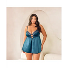 Diana Satin & Lace Babydoll W/ring & Keyhole Detail Reflecting Pond - Babydoll