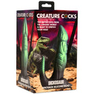 Creature Cocks Dickosaur Silicone Dildo: Green dinosaur-themed adult toy for dual penetration