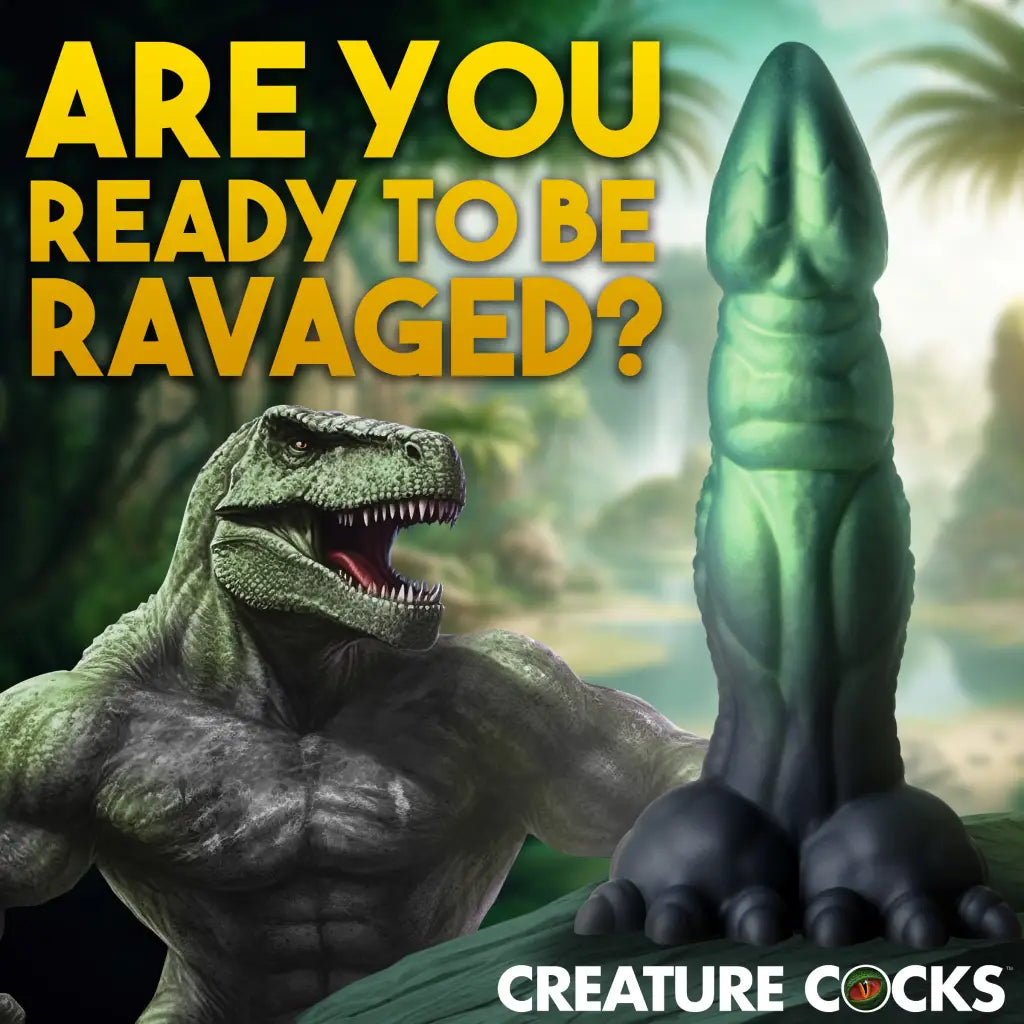 Creature Cocks Dickosaur Silicone Dildo with T-Rex head for ultimate dual penetration