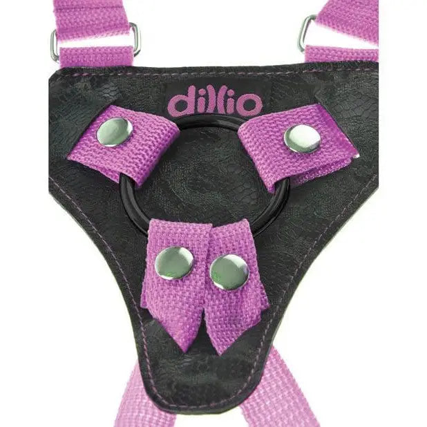 King Cock Strap Ons Dillio 7" Strap-on Suspender Harness Set - Pink at the Haus of Shag