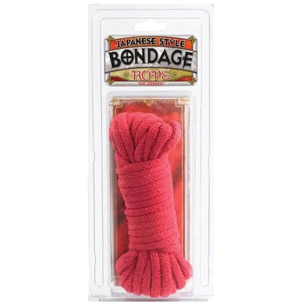 Red Japanese style bondage cotton rope dog toy with a small knot for playful pets