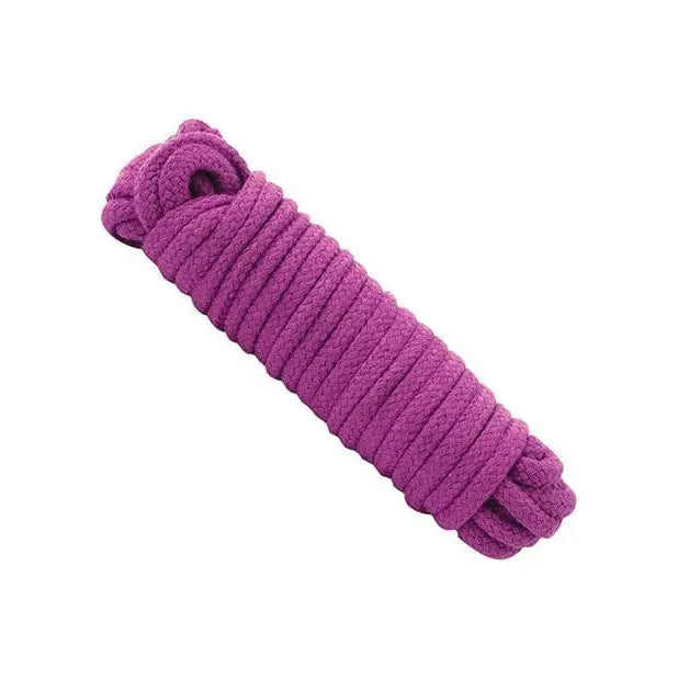 Purple rope with knot, Doc Johnson Japanese Style Bondage Cotton Rope for versatile restraint