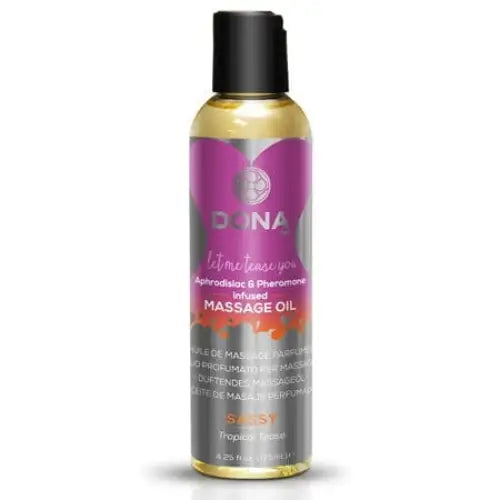 Dona Massage Oil Naughty - Sinful Spring, 3.75 fl oz, purple and gold packaging