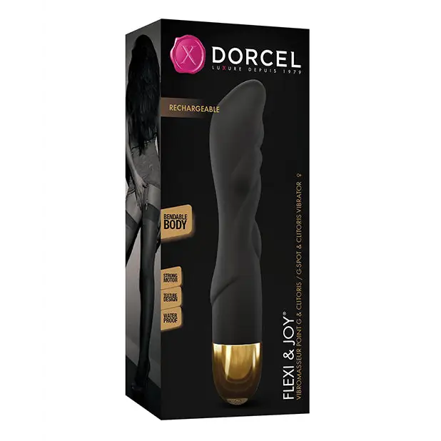 Dorcel Flexi & Joy Bendable Silicone G-Spot and Clitoris Vibrator - Black - Plain Vibrator