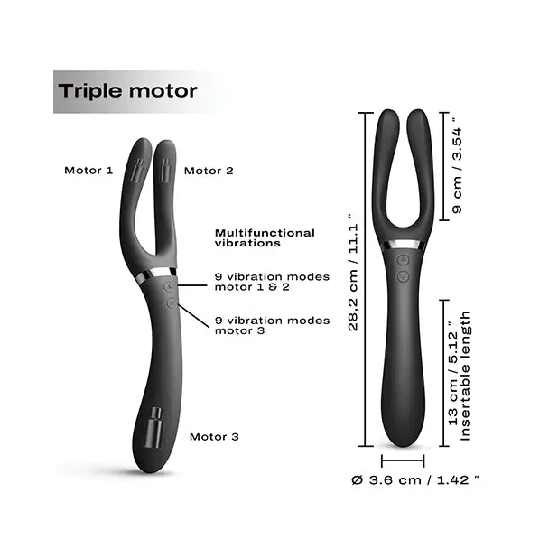 Dorcel Infinite Joy Bendable Forked Vibrator - Black - Plain Vibrator