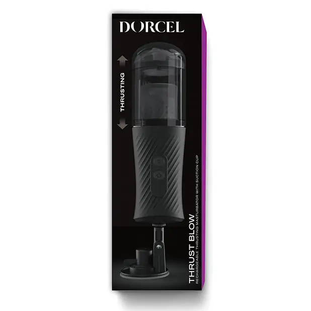 Dorcel Thrust Blow Rechargeable Thrusting Vaginal Masturbator with Removeable Suction Cup - Black - Powered Stroker