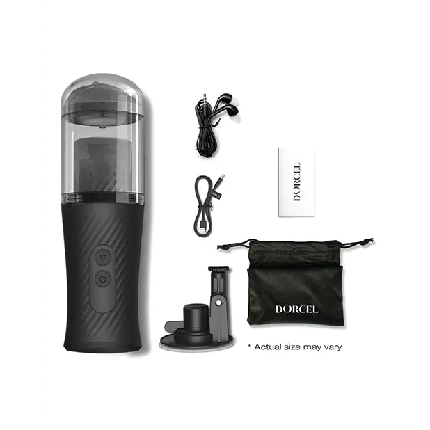 Dorcel Thrust Blow Rechargeable Thrusting Vaginal Masturbator with Removeable Suction Cup - Black - Powered Stroker