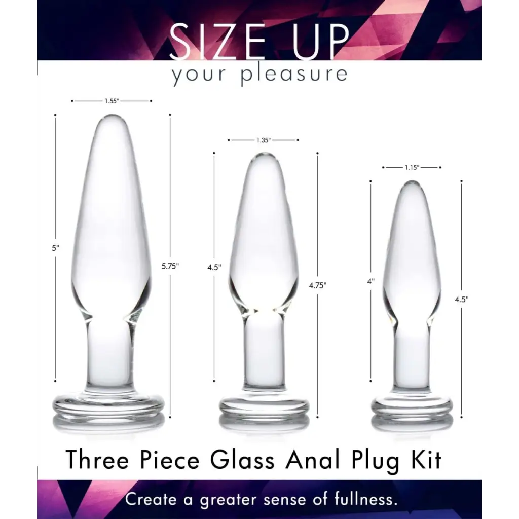 Prisms Plug Dosha 3 Piece Glass Anal Plug Kit at the Haus of Shag