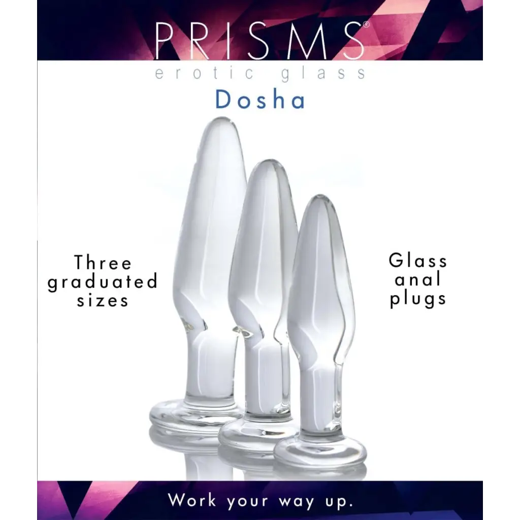 Prisms Plug Dosha 3 Piece Glass Anal Plug Kit at the Haus of Shag