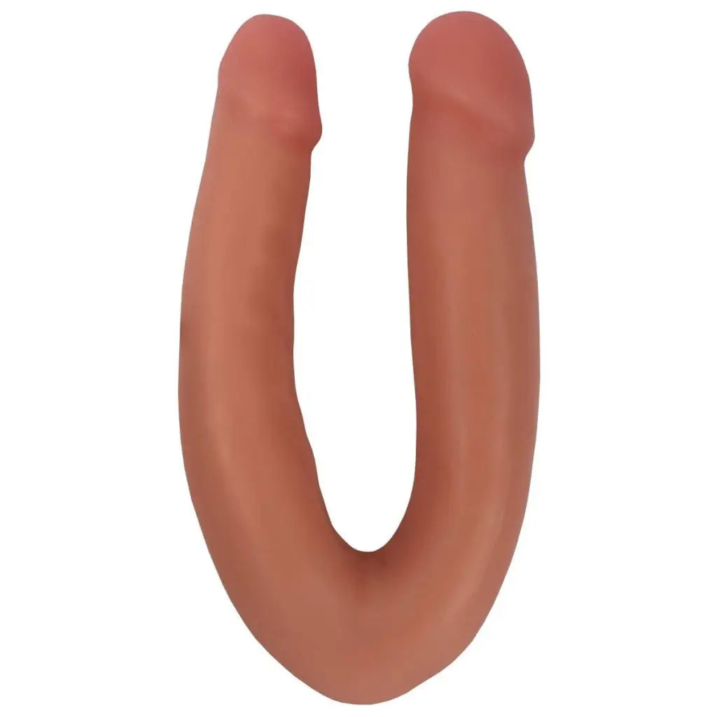 U-shaped flesh-colored Double Dipper Slim Dildo with rounded ends for versatile pleasure