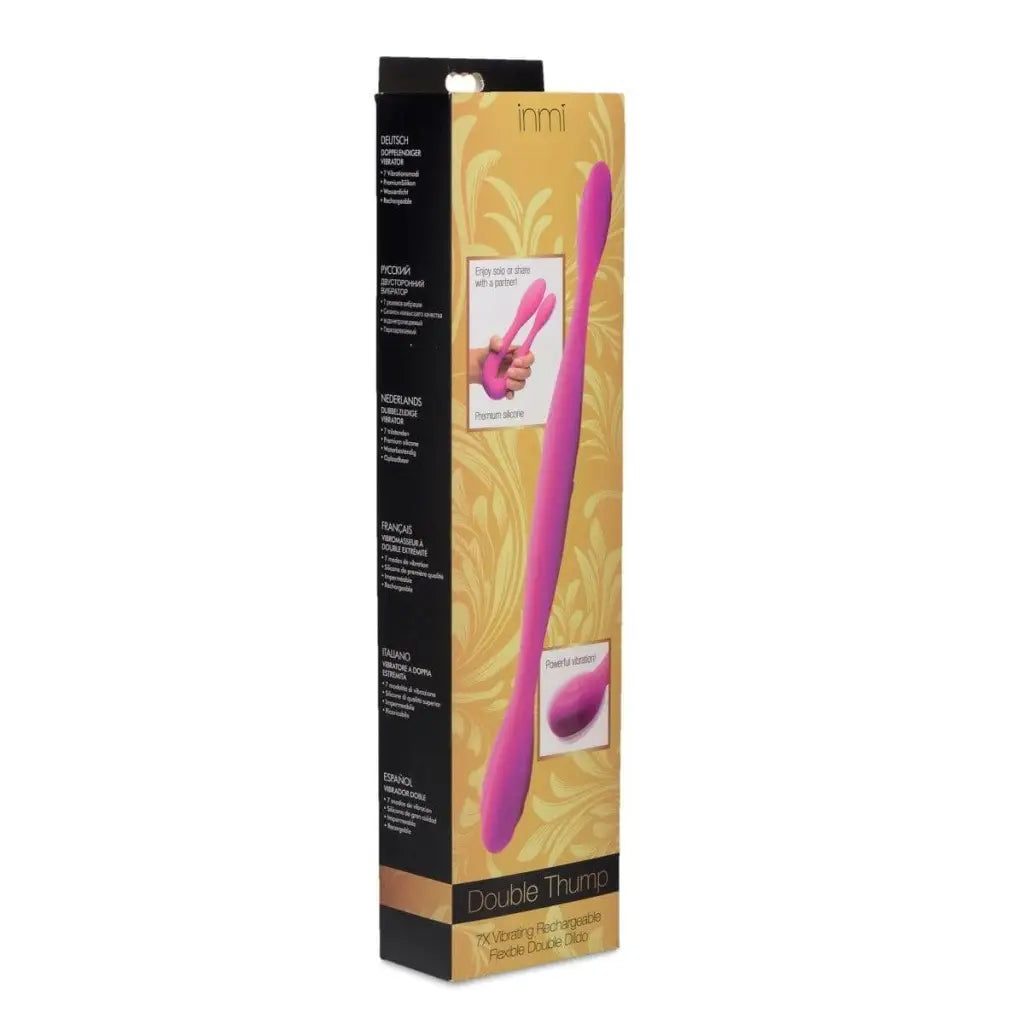 inmi Double Ended Vibrator Double Thump 7x Rechargeable Silicone Double Dildo at the Haus of Shag