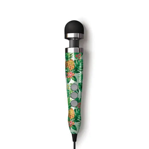 Doxy Die Cast 3 Compact Wand with a vibrant, tropical print umbrella for stylish protection