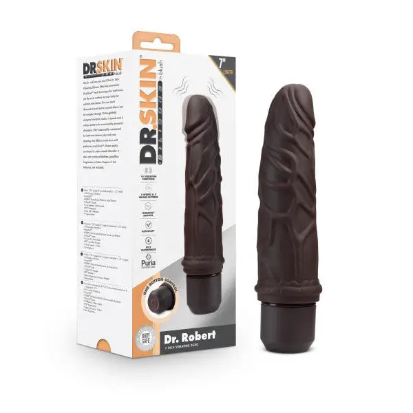 Dr. Skin Silicone Dr. Robert 7 In Vibrating Dildo - Brown - Vibrators