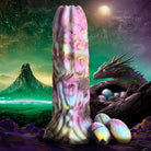 Colorful Dragon Spawn Ovipositor Silicone Dildo with textured, iridescent mushroom-like design