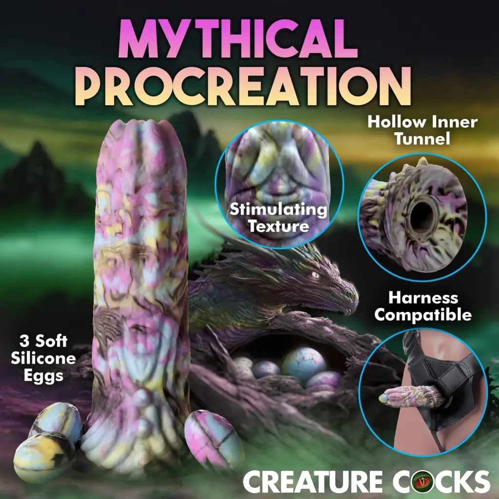 Dragon Spawn Ovipositor Silicone Dildo Textured Fantasy Adult Novelty With Eggs