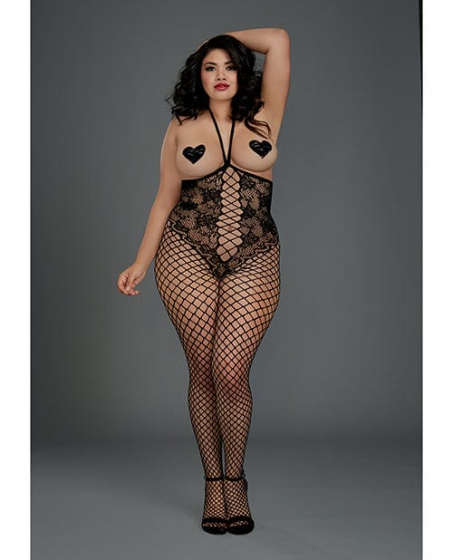 Dreamgirl Bodystocking Queen Size Open Cup Bodystocking Black at the Haus of Shag