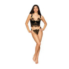 Dreamgirl Bustier and G-string with Lace and Chain Details Black M - Lingerie Set