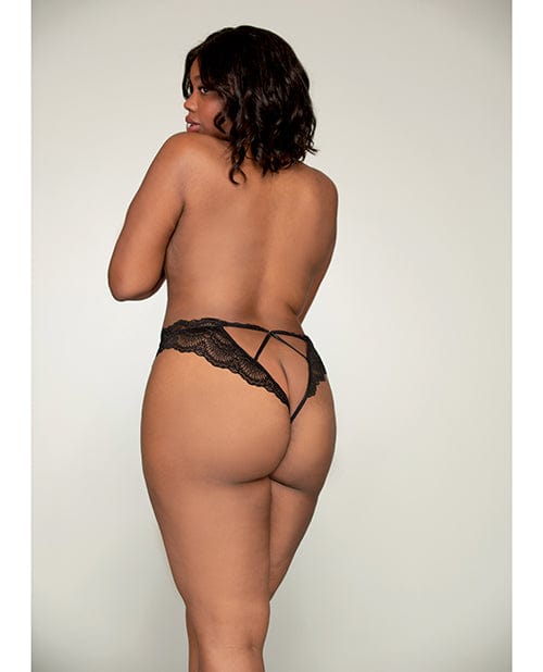 Dreamgirl Crotchless Panty Lace Tanga Open Crotch Panty Black at the Haus of Shag