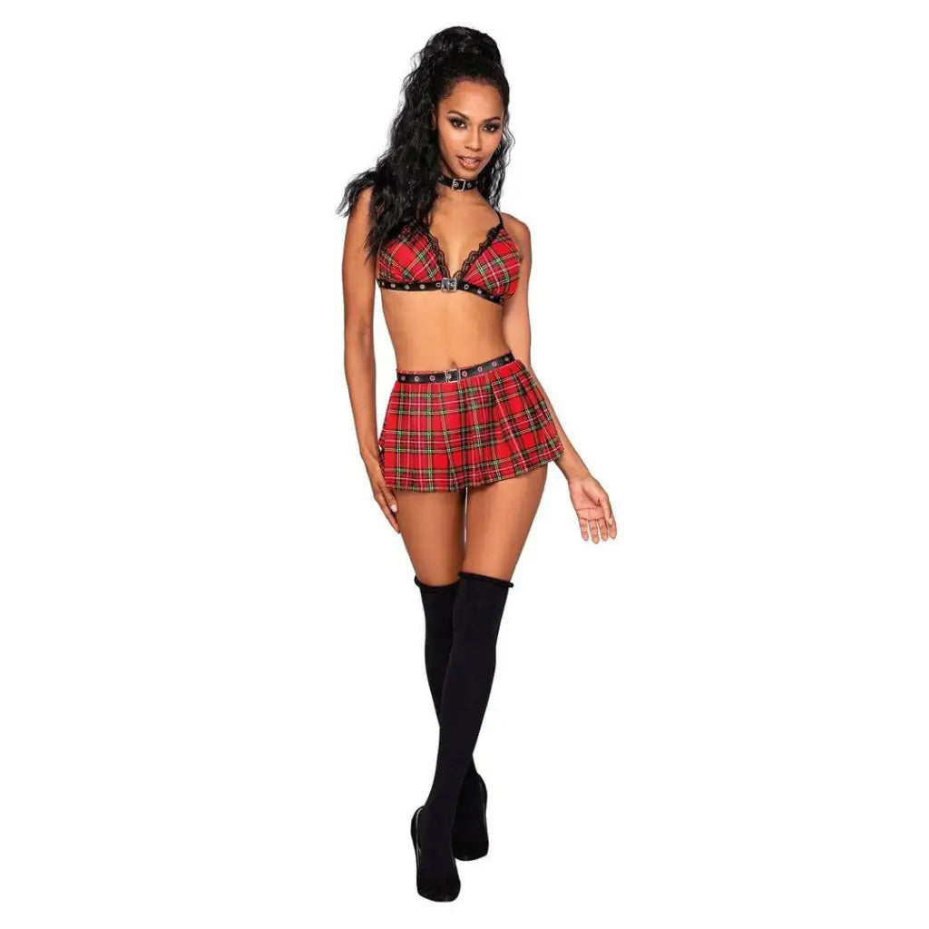 Dreamgirl Two Piece Outfit One Size Fits Most / Plaid Dreamgirl 'Detention Hall Hottie' Schoolgirl Outfit at the Haus of Shag