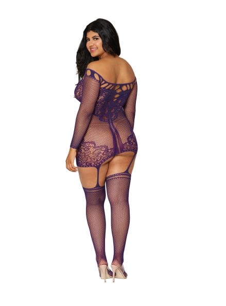 Dreamgirl Dress Scalloped Lace Garter Dress Aubergine Q/s at the Haus of Shag