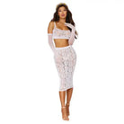 Dreamgirl Lace Fishnet Bralette & Slip Skirt White O/S - Lingerie Set