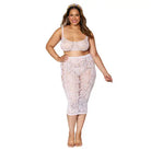 Dreamgirl Lace Fishnet Bralette & Slip Skirt White Queen Size - Lingerie Set