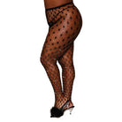 Dreamgirl Rhinestone Net Pantyhose Black Queen Size - Pantyhose