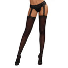 Dreamgirl Stretch Lace Suspender Garter Belt Pantyhose with Attached Sheer Thigh-High Stockings Black OS - Stockings