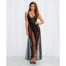 Dreamgirl Lingerie Set Small / Black Dreamgirl Stretch Lace Teddy & Sheer Mesh Maxi Skirt at the Haus of Shag