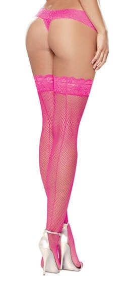 Dreamgirl Thigh-High Stockings Dreamgirl 'Milan' Fishnet Thigh Highs with Lace Top at the Haus of Shag