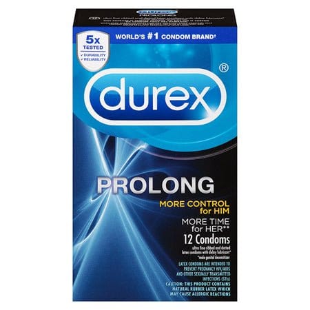 Durex Condoms Regular / 12 Durex Prolong 12pk at the Haus of Shag