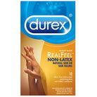 Box of Durex RealFeel Non-Latex Condoms offering a natural skin feel