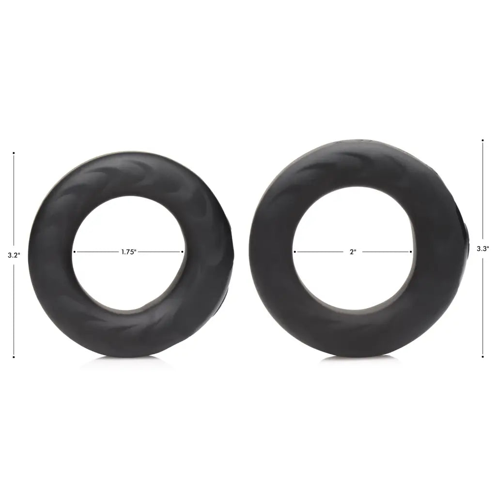 E-stim Pro Silicone Vibrating Cock Ring - black silicon ring on white background